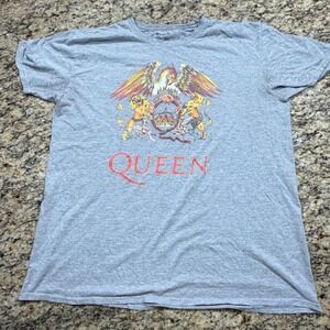 Absolute Cult Queen Band T-Shirt Mens XL Gray Crest Graphic Tee Cotton Short Slv